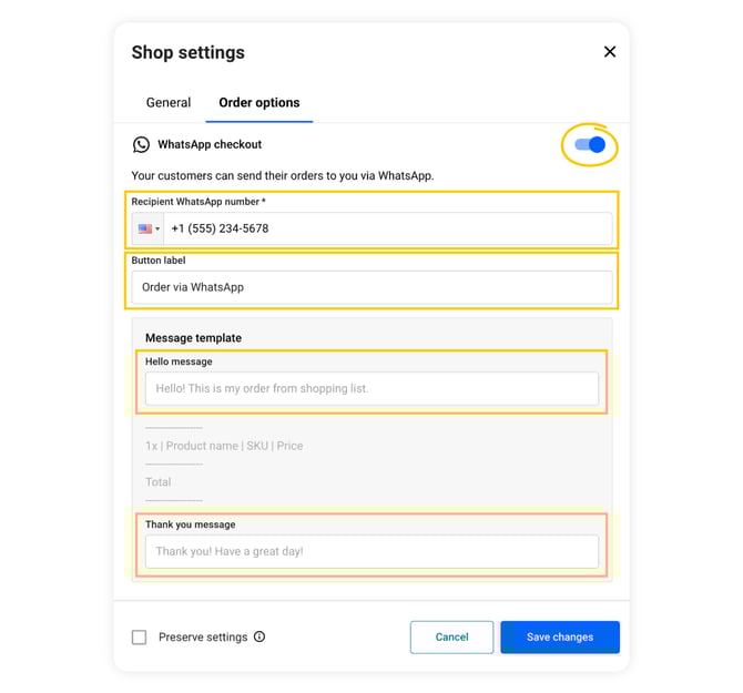 customization-options-for-whatsapp-order-option-in-the-shop-settings-pop-up