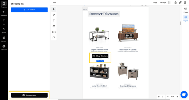 acces shop settings, by adding a shop buton and select it 