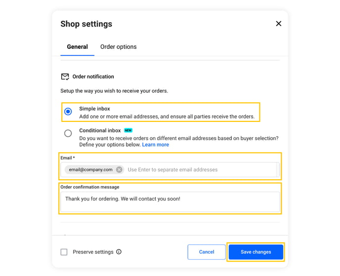 simple-imbox-selected-option-for-receiveing-orders
