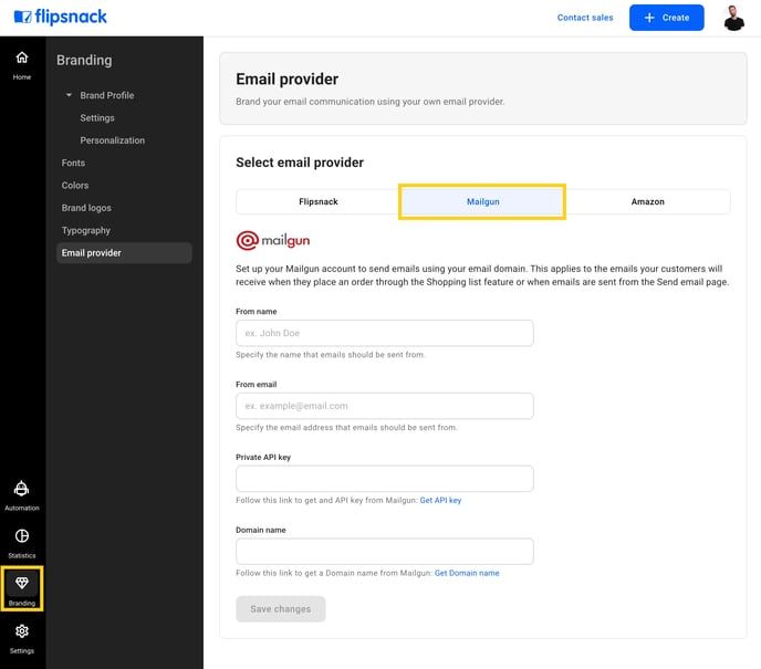 Mailgin emai provider