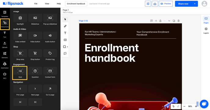 interactions-tab-and-quzi-element-in design-studio
