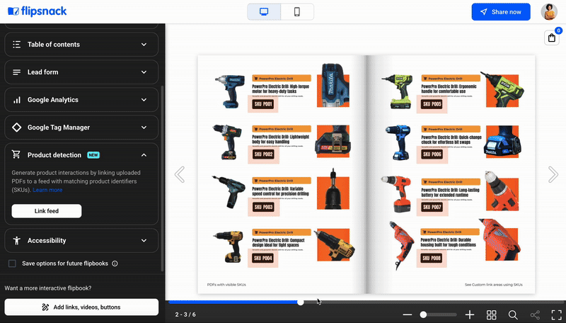 Flipsnack detect your SKUs