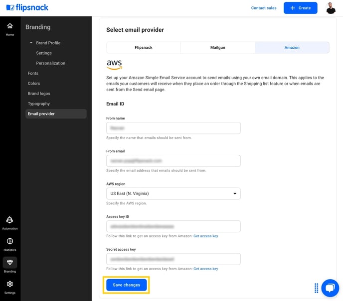 Save changes in Flipsnack