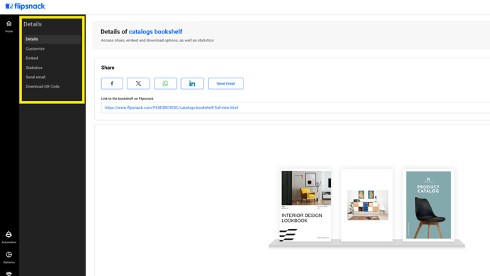 details page on dashboard