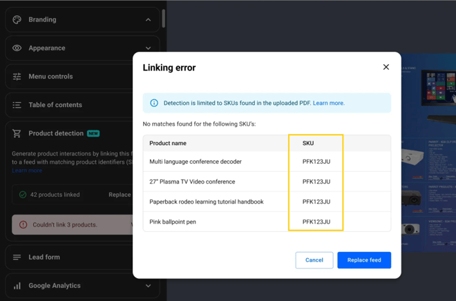 linking error SKUs