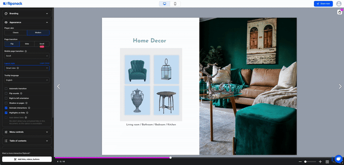 flipbook layout style