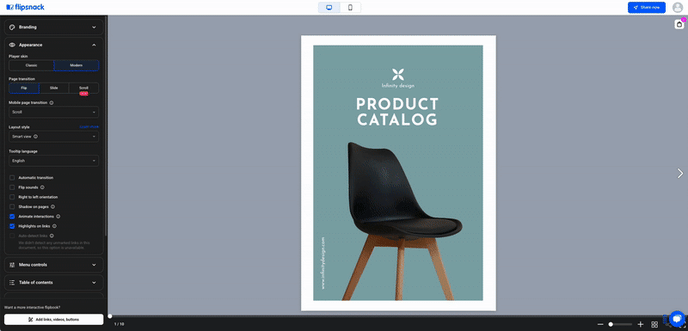 flipbook page transitions