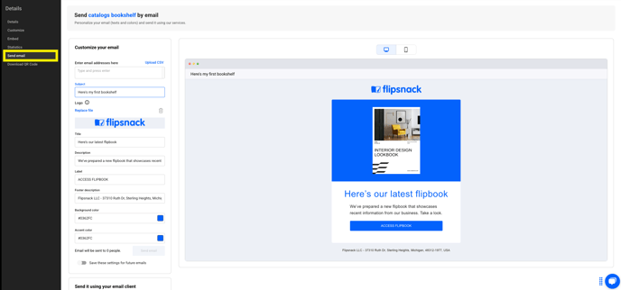 send bookshelf via email